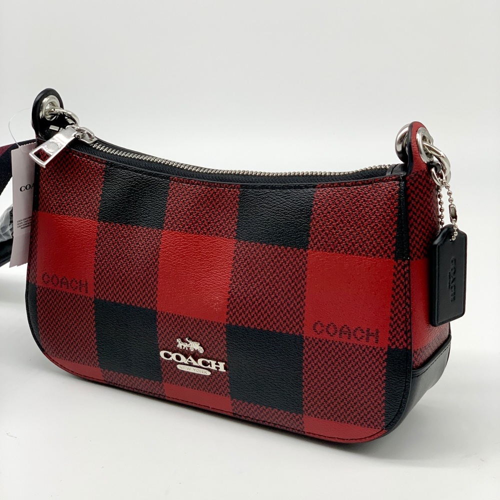 Coach Jes Baguette With Buffalo Plaid Print - Picture 2 of 10